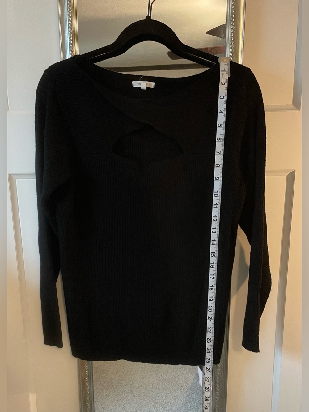 Maurices Women's Black Ribbed Long Sleeve Keyhole Sweater